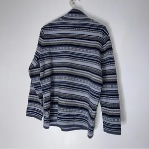 vintage eddie‎ bauer Medium Blue Fair Isle Mock Neck Lambswool Sweater thumbnail 2