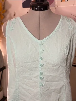 Turquoise Embroidered Button‑Front Dress thumbnail 2