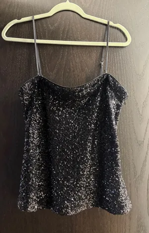 Abercrombie Black Sequin Tube Top thumbnail 1