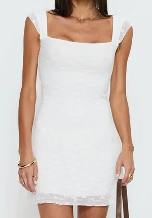 Princess Polly Lanchester Square Neck Mini Dress White 4 thumbnail 1