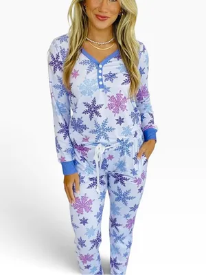 Shirley & Stone winter snowflake pajama set size Large thumbnail 2