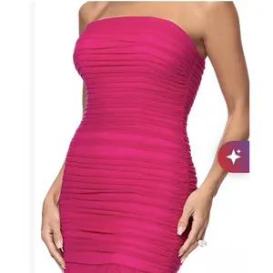XSCAPE gown allover ruched bodice and straight neckline Size 10 Pink Flowy thumbnail 11