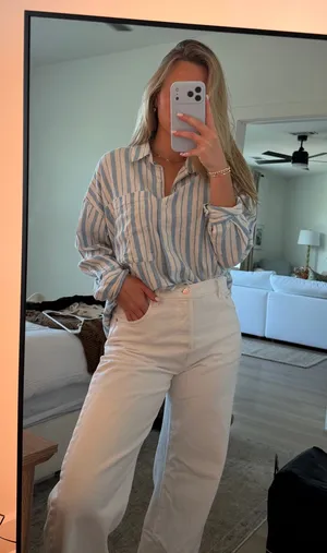 Abercrombie & Fitch Oversized Stripe Button Up thumbnail 1