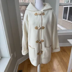 Vintage Crazy Horse Ivory Cream Fleece Hooded Anorak Jacket Coat Size Medium thumbnail 4