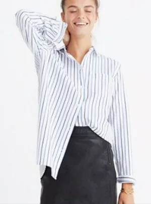 Madewell Ex Boyfriend Classic Alyssa Stripe button down collared shirt sz Med thumbnail 1