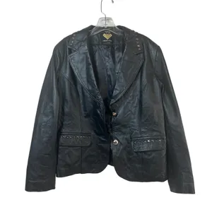 Sarah Kern Black Leather Studded Blazer Jacket Rocker Moto Edgy thumbnail 1