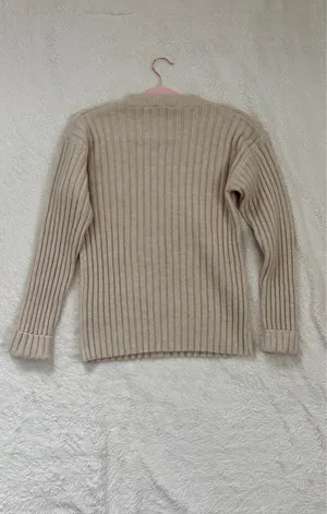 Cotton cashmere cream sweater thumbnail 2