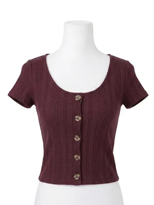 Aeropostale Aero‎ ‘seriously soft’ Burgundy Cropped Shirt Size Medium Top thumbnail 1