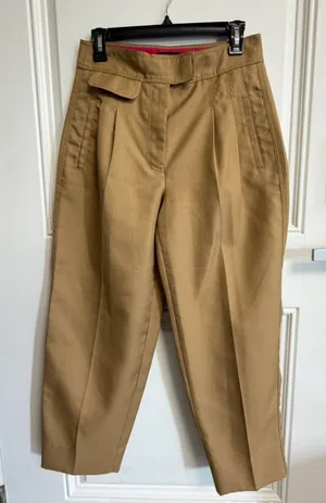 J.Crew Pleated High-Rise Khaki Crop Pants Pink Trim Size 4 Style AJ438 thumbnail 7