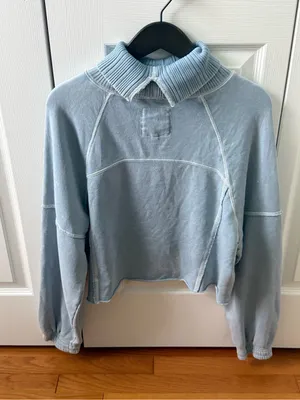 Aerie New Heights Cropped Turtleneck in Light Blue thumbnail 3