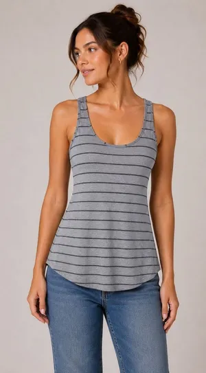 Lululemon Gray Stripe Racerback Tank Yoga Run Activewear Athleisure Slim Fit‎ 4 thumbnail 1