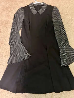 Black Dress polka dot sleeves thumbnail 1