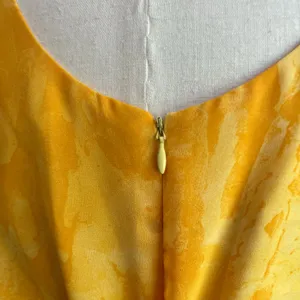 VTG Joseph Ribkoff Yellow Watercolor Midi Dress Sleeveless Art Print 12‎ thumbnail 7