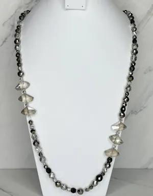 Chico's Metallic Beaded Long Statement Necklace ✨ thumbnail 1