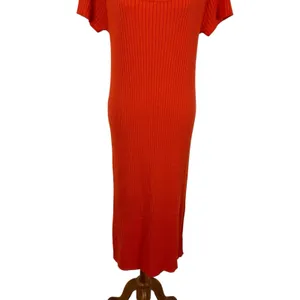 Madison Hudson Dress XL Orange Maxi Short Sleeve Knit Casual Resort thumbnail 4