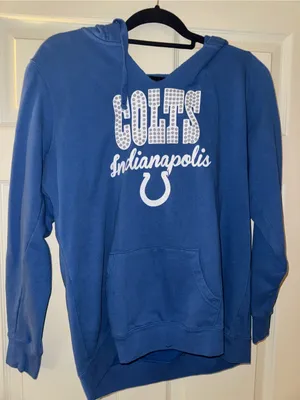 NFL Colts Royal Blue Pullover Hoodie with White Logo thumbnail 1