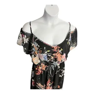 City Chic Black Floral Maxi Dress Size XL/22 Cold Shoulder Summer thumbnail 3