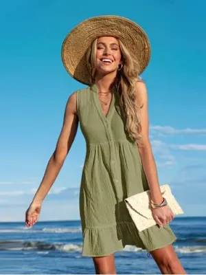 Cupshe Olive Green Sleeveless Mini Dress thumbnail 3