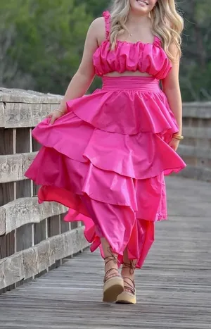 Bubble Skirt & Top Set Pink Size M thumbnail 1