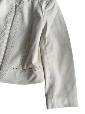 WHITE HOUSE BLACK MARKET Off White Leather Jacket Size XXS thumbnail 6