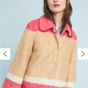 Anthropologie Color block Sherpa Jacket with Pink,‎ Tan, and Cream Medium thumbnail 9