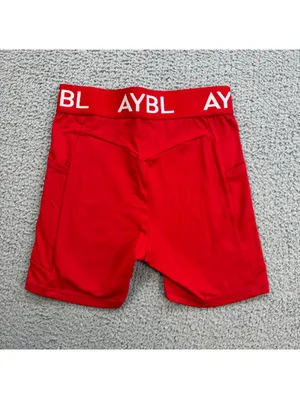 AYBL Red Seamless Gym Shorts Women XS Compression Training Activewear High Waist thumbnail 2