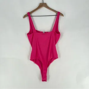 Lulu's Vibrant Pink Stretch Ribbed Sleeveless Wired Bra‎ Thong Bodysuit NWT XL thumbnail 9