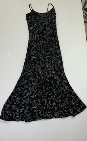 Vintage Jessica McClintock Millennium Black Silver Glitter Backless Fishtail Gow thumbnail 5