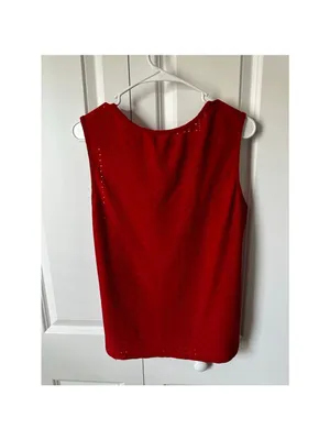 Red Eyelet Tank Top M Size M thumbnail 2
