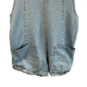 We The Free People High Roller Shortall Denim Overall M Bright Eyes Baggy 90s thumbnail 7