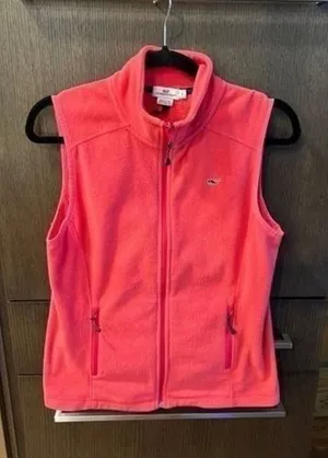 Vineyard‎ Vines pink fleece zip up vest women's Small thumbnail 1