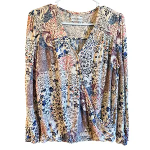 Knox‎ Rose Medium Floral Surplice Wrap Front Blouse Multicolor Boho Top Size M thumbnail 2