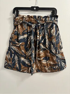 C&C California Tropical Palm Leaf Mini Skirt Medium Paperbag Waist Lyocell Boho thumbnail 2