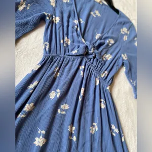 Billabong Blue V-Neck Floral Mini Dress Size Small thumbnail 6