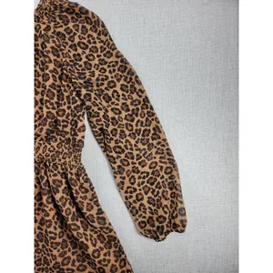 Old Navy Womens Dress Size S Tall Brown Chiffon Leopard Print V-neck Smocked NEW thumbnail 11