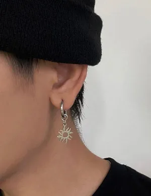 Titanium Steel Sun Dangle Drop Earrings for Men Women,Punk Hip Hop Earrings thumbnail 2