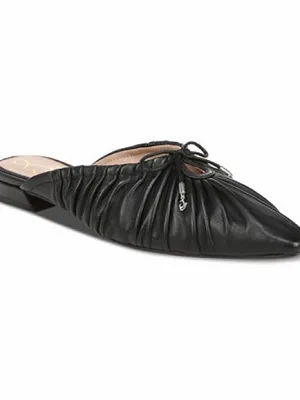 NEW Sam Edelman Women's Julia Ruched Pointed-Toe Flats Black 8.5 Leather thumbnail 3