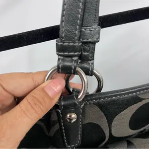 Coach Black Iridescent Textured Shoulder purse signature Bag thumbnail 5