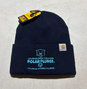 Carhartt NWT Navy Beanie with Bright Blue Polar Plunge Logo thumbnail 1