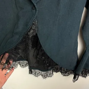 The Pyramid Collection Corduroy Corset Lace Up Jacket Sz Small Lace Trim thumbnail 10