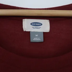 Old Navy Top Womens M Relaxed High-Low Burgundy 3/4 Sleeve Slub Knit Excellent thumbnail 2