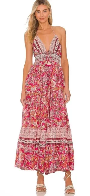 Free‎ People Real Love Print Maxi Dress In Meadow Como Bohemian Size Medium thumbnail 1