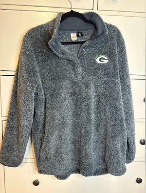 NFL Greenbay Packers Gray Fleece Pullover thumbnail 1