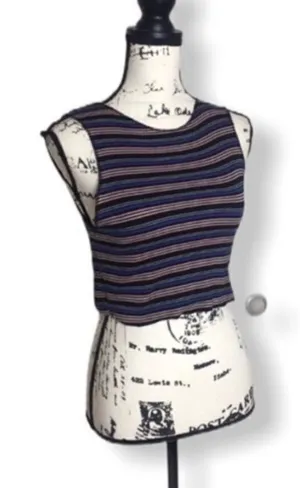 Zara Multicolor Ribbed Knit Striped Crop Top Size S Sleeveless Tank thumbnail 1
