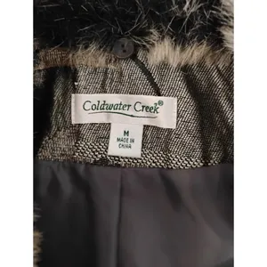 Coldwater Creek Brown Patchwork Tapestry Vest Fur Collar Size Med READ thumbnail 6