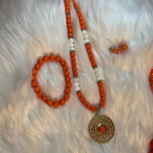 Source Unknown Orange necklace, bracelet and earring set thumbnail 2