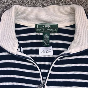 Lauren Ralph Lauren Active Navy White Stripe Sweater XS 100% Cotton thumbnail 2