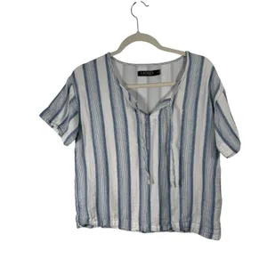 Lauren Ralph Lauren Blue Striped Blouse Coastal Preppy Cotton Gauze Womens Small thumbnail 2