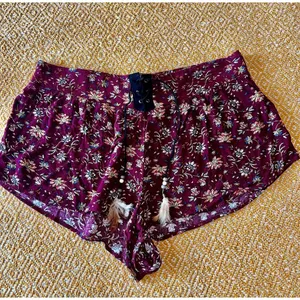 Boho Floral Print High Waist Shorts L Festival Western Hippie thumbnail 4