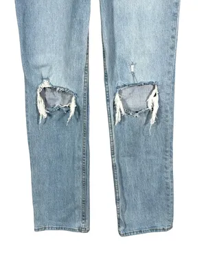 Abercrombie & Fitch the 90s Straight Ultra High Rise Distressed Jeans size 4 Lon thumbnail 5